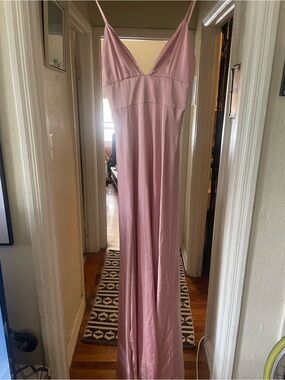 René The Label Slinky Blush Pink Satin Slip Dress